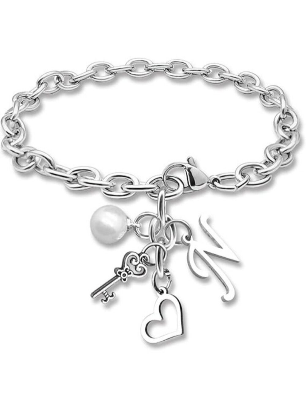 Letter N Initial Bracelet Stainless Steel Chain Bracelet Alphabet